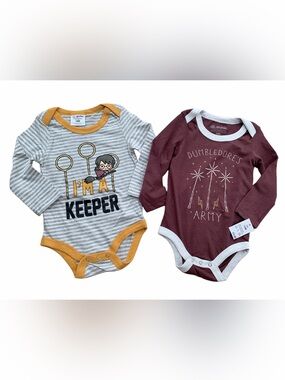 Harry Potter NWT Size 18 Months Quidditch and Dumbledore Long Sleeve Bodysuits